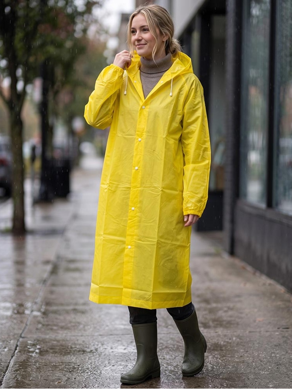 Yellow Hooded Raincoat Jacket
